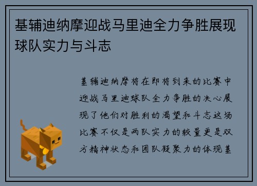 基辅迪纳摩迎战马里迪全力争胜展现球队实力与斗志